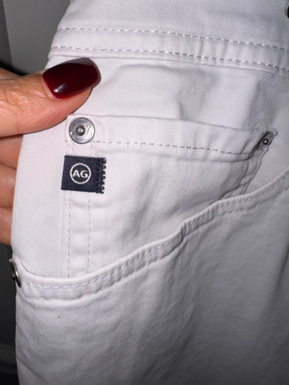 ⁠AG  Everett Slim Straight White Pants Mens 36x32 (Altered 27 length)